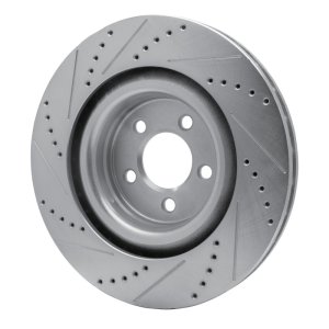 Chrysler 300 Brake Rotor (1) - Front Left - R1 Concepts - Drilled & Slotted - Silver - `05-`23